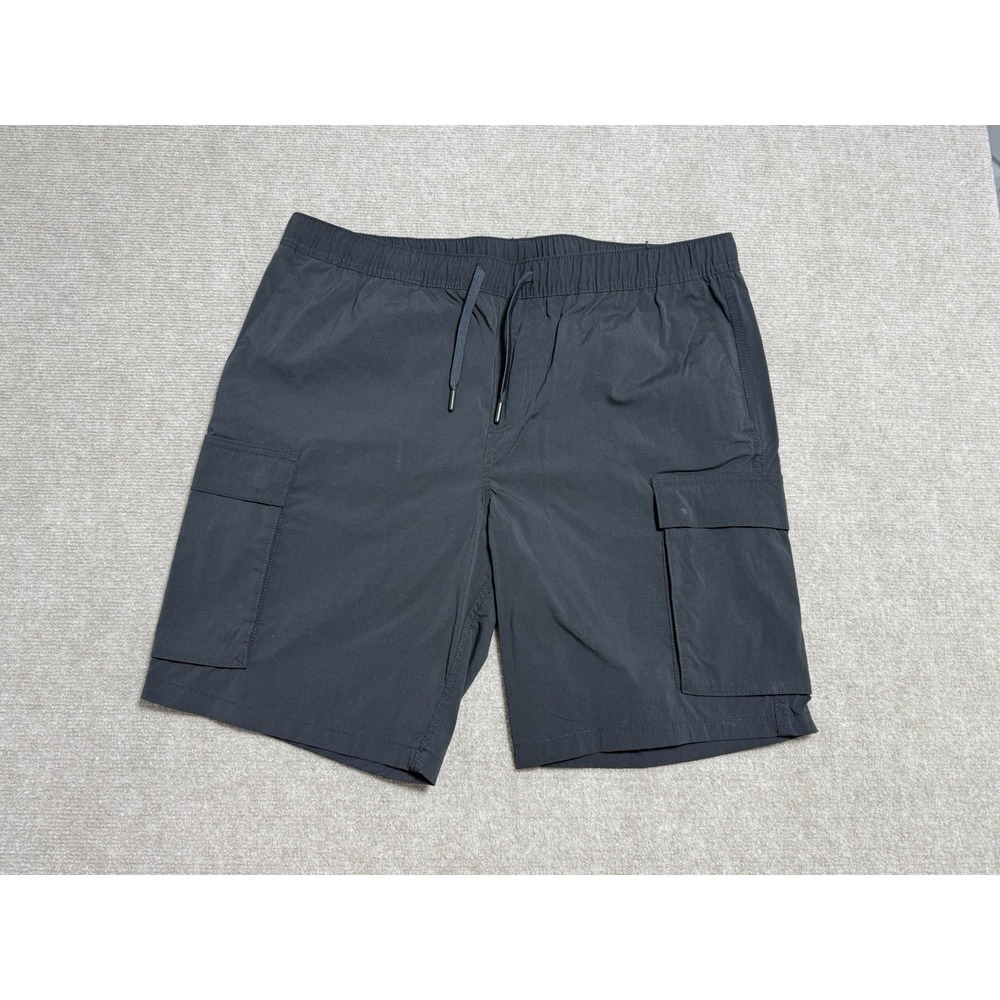H&M Regular Fit Flat Front Cargo Shorts Black Cargo Pockets Mens Size XL‎ Summer